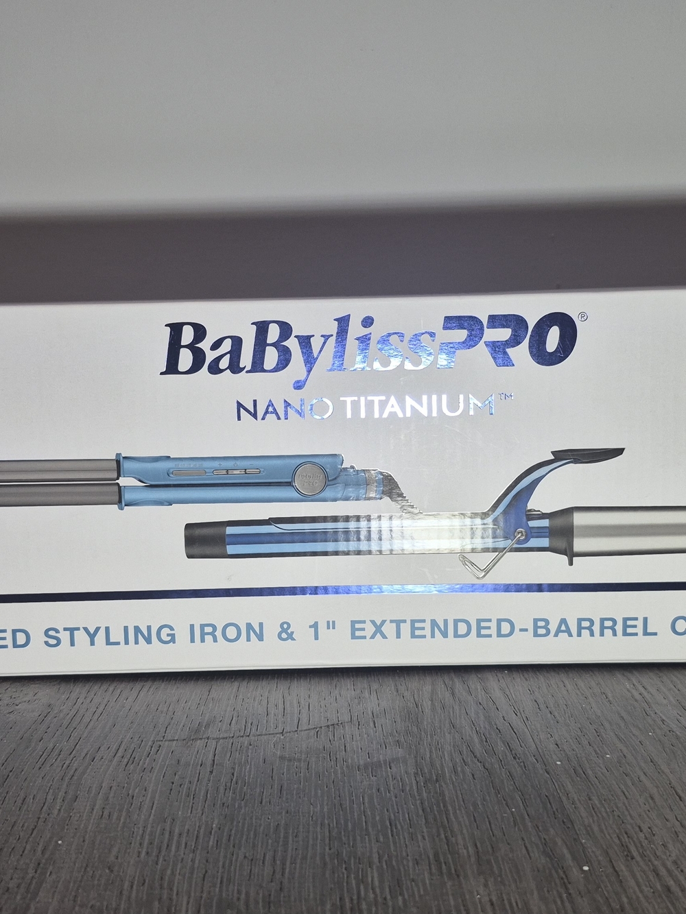 BaBylissPRO Nano Titanium Blue Styling Iron & 1" Extended-Barrel Curling Wand